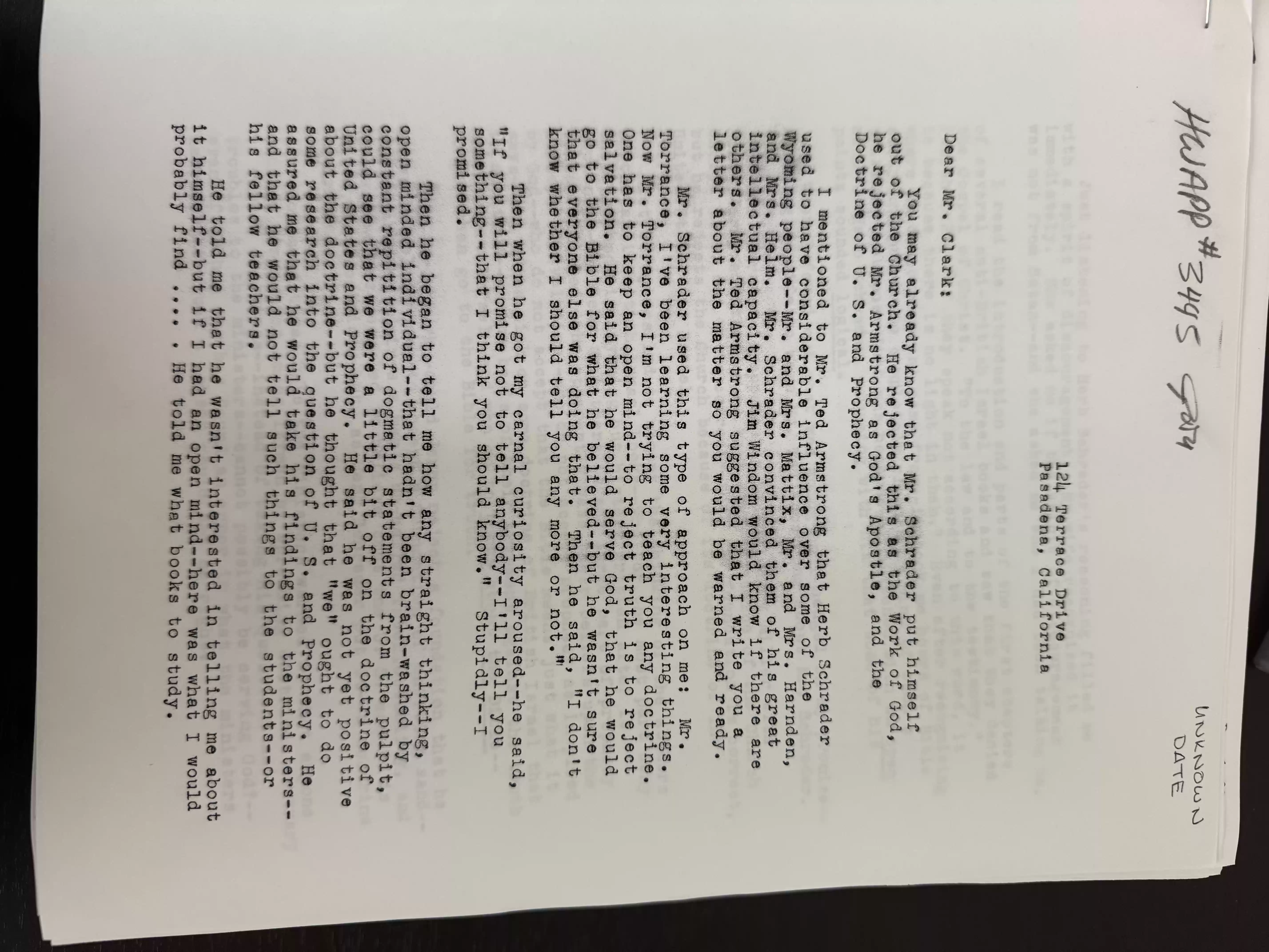 Ltr to Mr Clark, p.1